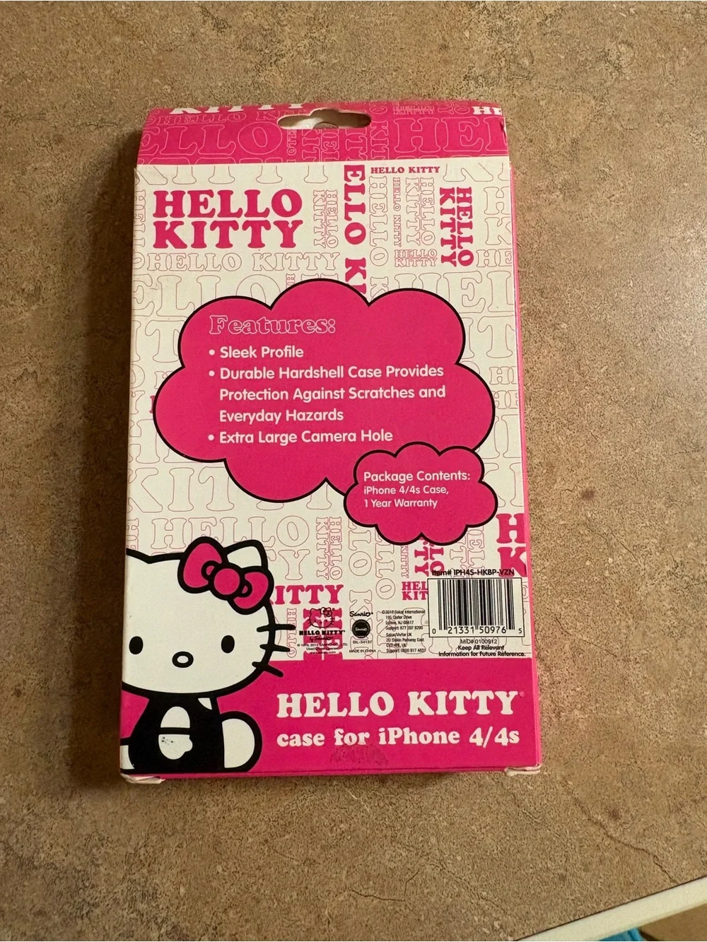Hello Kitty Black Phone Case with Pink Logo and Rhinestone Bow